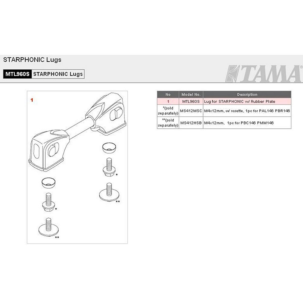 TAMA MTL960S - BLOCCHETTO PER RULLANTE STARPHONIC