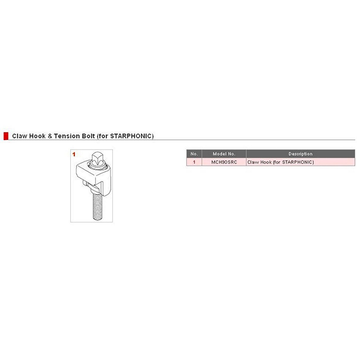 TAMA MCH90SRC - TIRANTE COMPLETO CLAW HOOK PER RULLANTE STARPHONIC